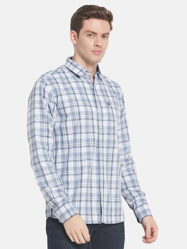 Men Blue Tartan Checks Checked Casual Shirt