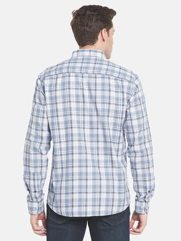 Men Blue Tartan Checks Checked Casual Shirt