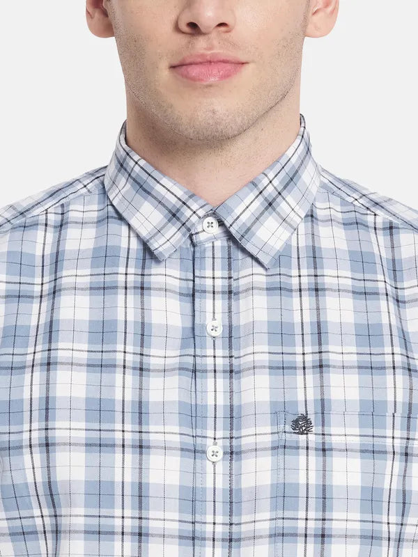 Men Blue Tartan Checks Checked Casual Shirt