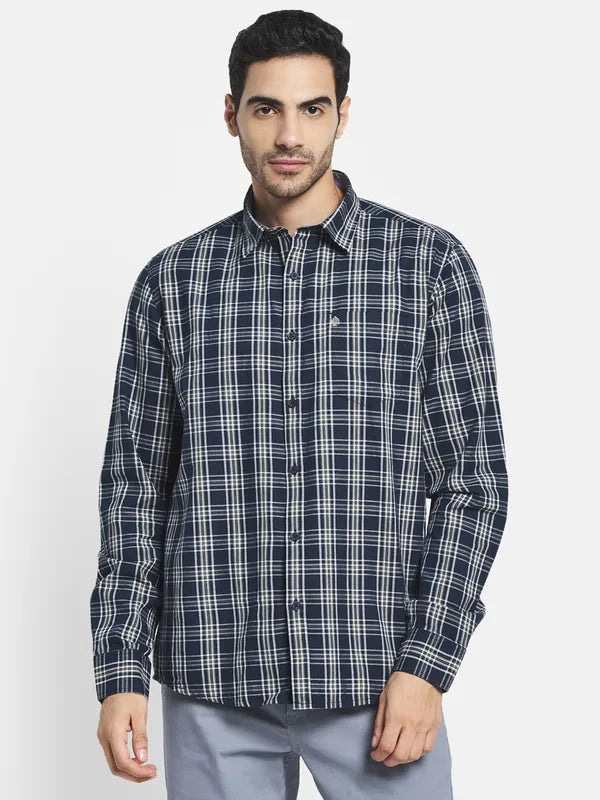 Men Blue Tartan Checks Checked Casual Shirt