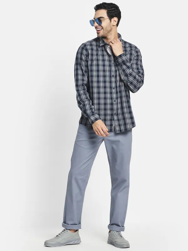 Men Blue Tartan Checks Checked Casual Shirt