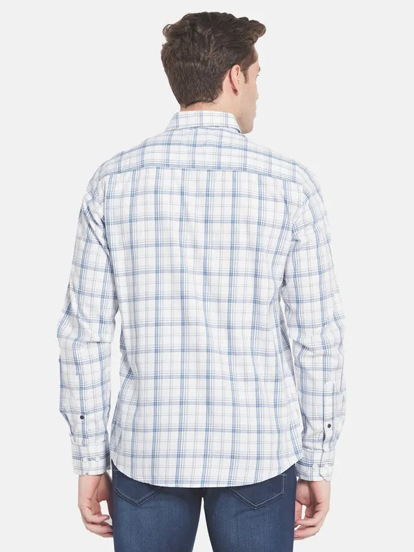 Men White Checked Casual Shirt