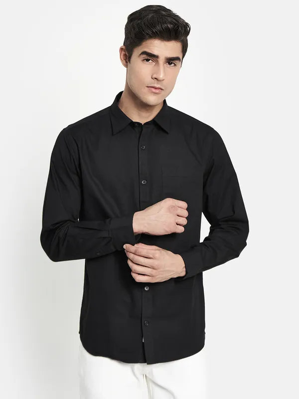 Men Black Regular Fit Casual Shirt