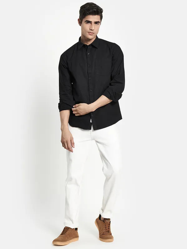 Men Black Regular Fit Casual Shirt