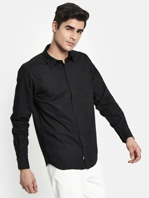 Men Black Regular Fit Casual Shirt