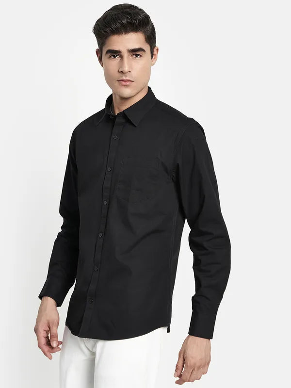 Men Black Regular Fit Casual Shirt