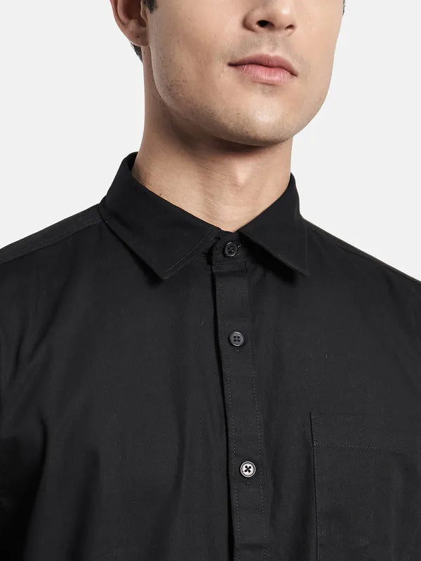 Men Black Regular Fit Casual Shirt