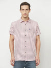 Mettle Men Pink Checked Casual Shirt