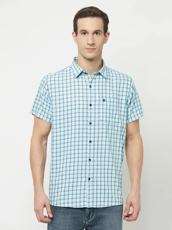 Mettle Men Blue Tartan Checks Checked Casual Shirt