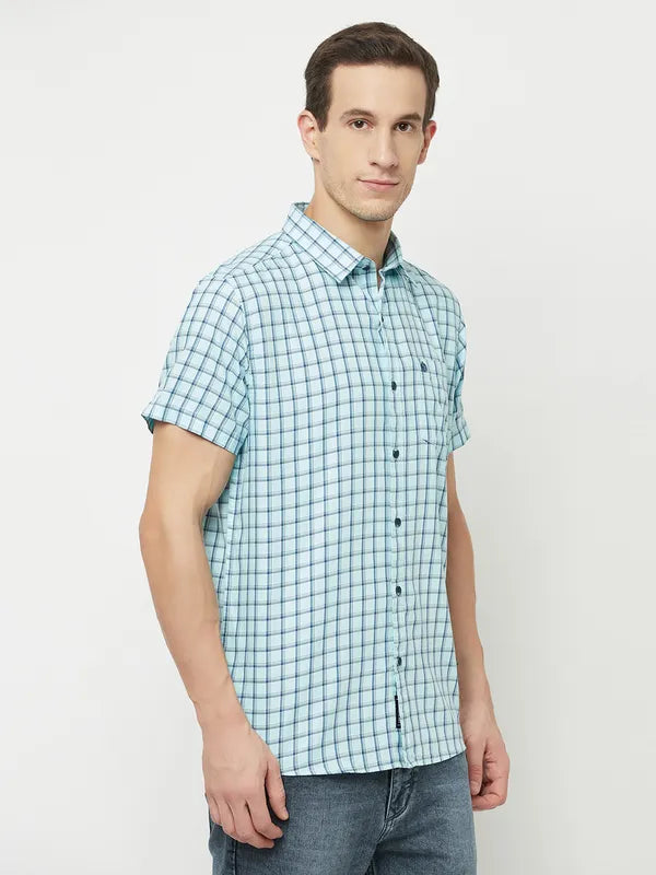 Mettle Men Blue Tartan Checks Checked Casual Shirt