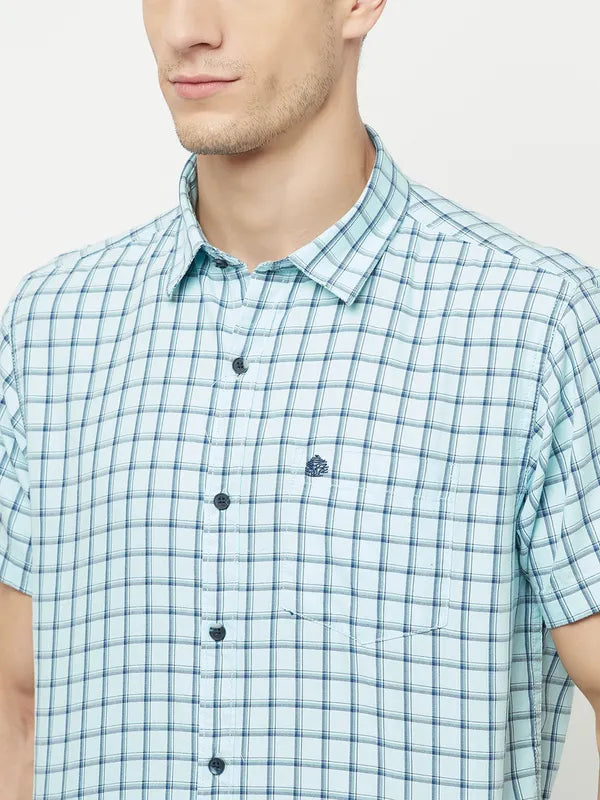 Mettle Men Blue Tartan Checks Checked Casual Shirt