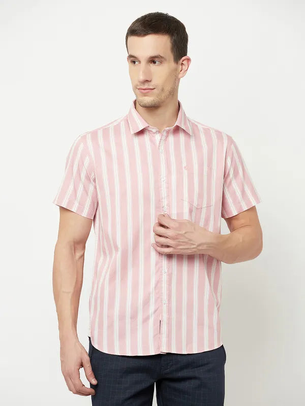 Mettle Men Pink Striped Casual Shirt