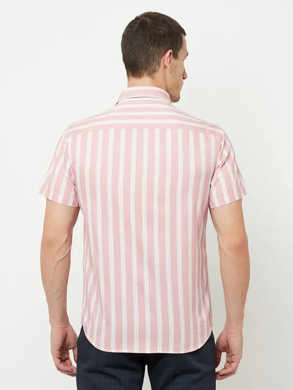 Mettle Men Pink Striped Casual Shirt