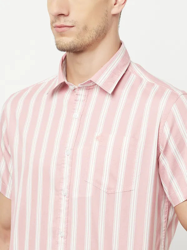 Mettle Men Pink Striped Casual Shirt