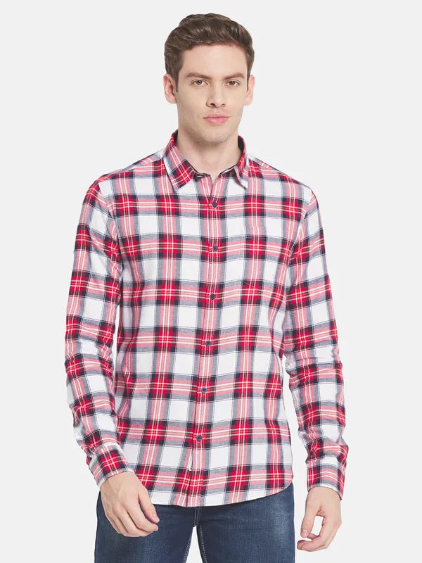 Men Red Tartan Checks Checked Casual Shirt