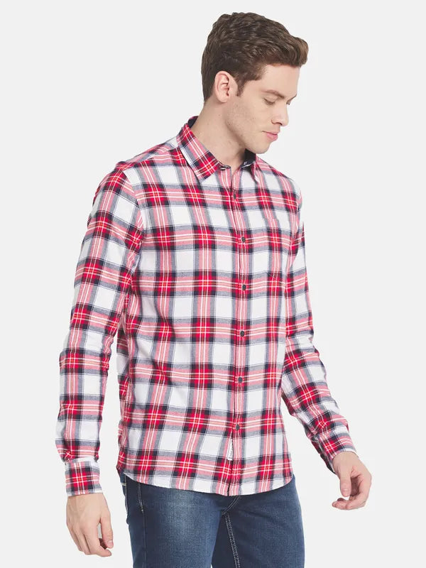 Men Red Tartan Checks Checked Casual Shirt