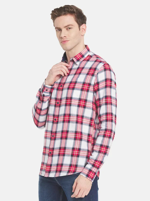 Men Red Tartan Checks Checked Casual Shirt