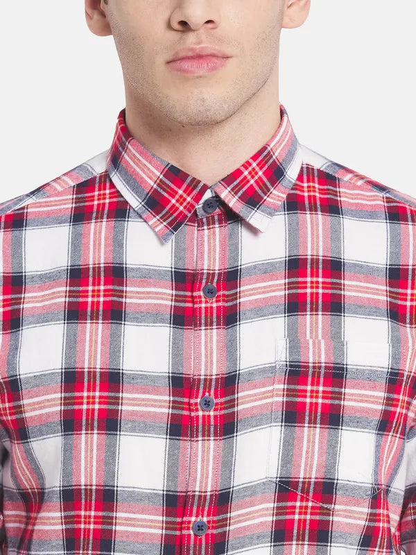 Men Red Tartan Checks Checked Casual Shirt