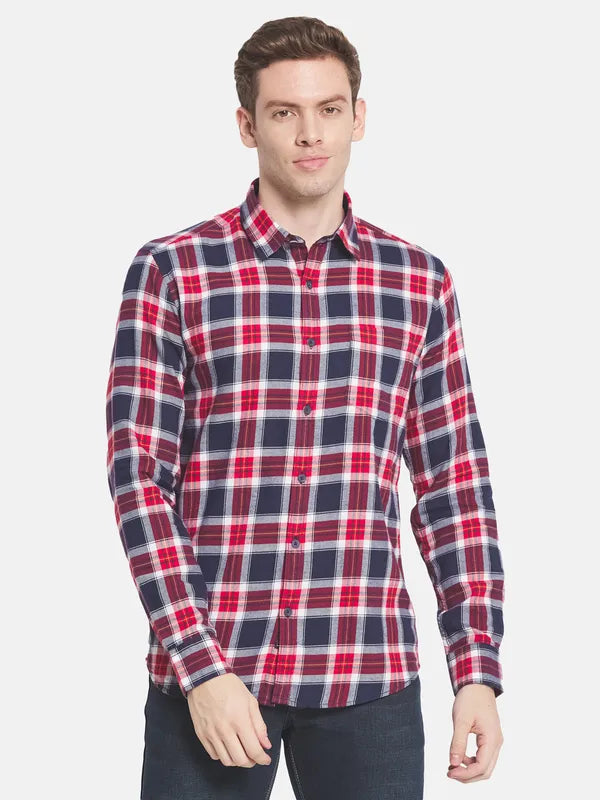 Men Maroon Tartan Checks Checked Casual Shirt