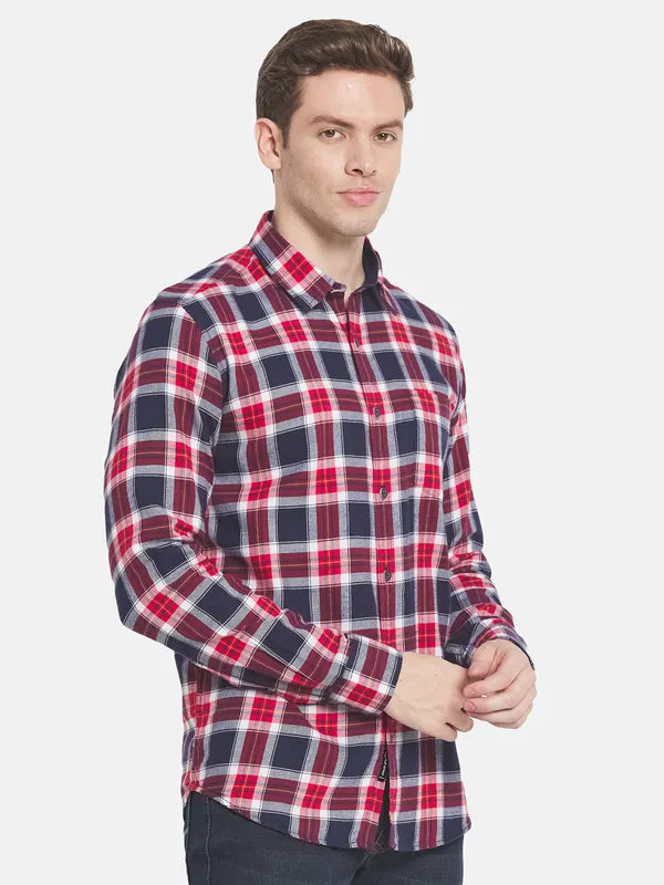 Men Maroon Tartan Checks Checked Casual Shirt