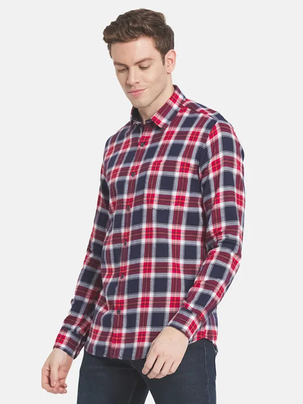 Men Maroon Tartan Checks Checked Casual Shirt