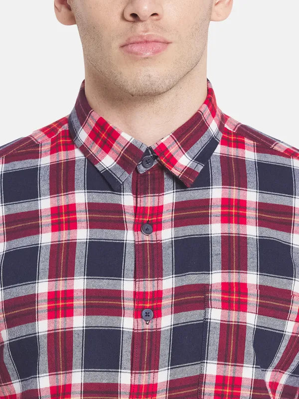 Men Maroon Tartan Checks Checked Casual Shirt