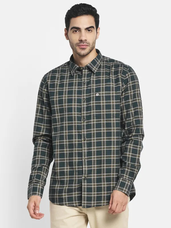 Men Green Tartan Checks Checked Casual Shirt