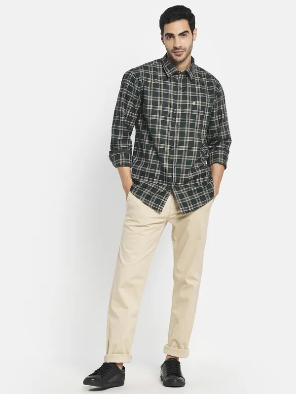 Men Green Tartan Checks Checked Casual Shirt