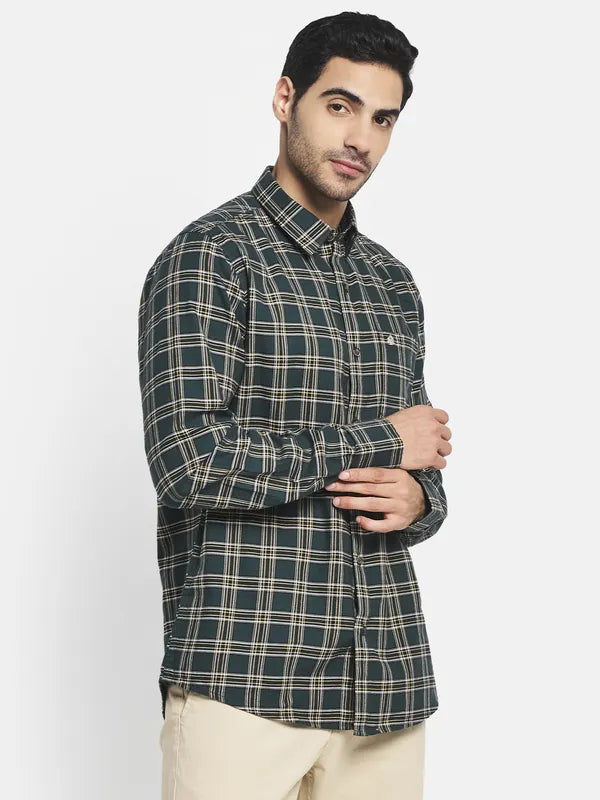 Men Green Tartan Checks Checked Casual Shirt