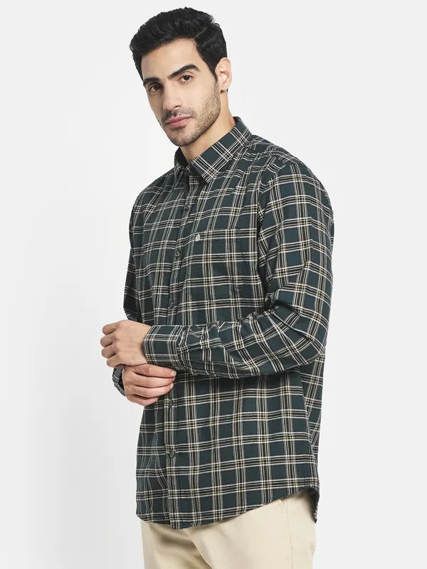 Men Green Tartan Checks Checked Casual Shirt