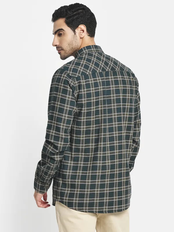 Men Green Tartan Checks Checked Casual Shirt