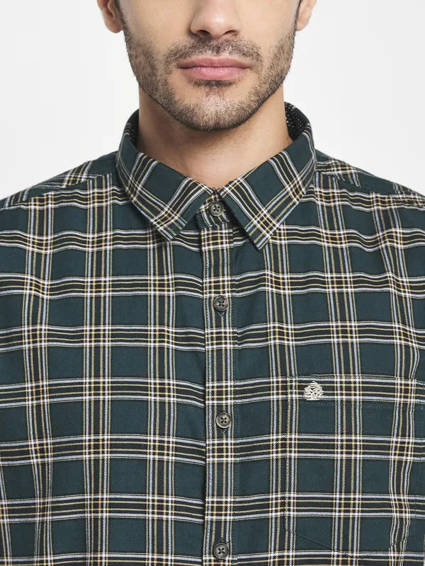 Men Green Tartan Checks Checked Casual Shirt