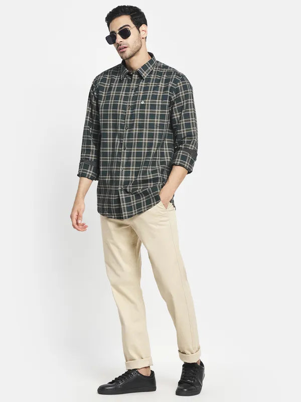 Men Green Tartan Checks Checked Casual Shirt