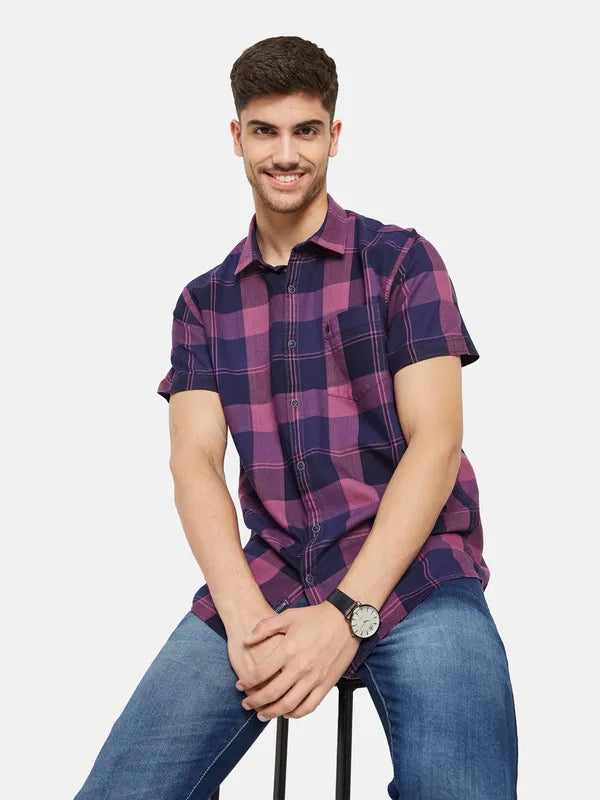 Contrast Check Half Sleeve Shirt