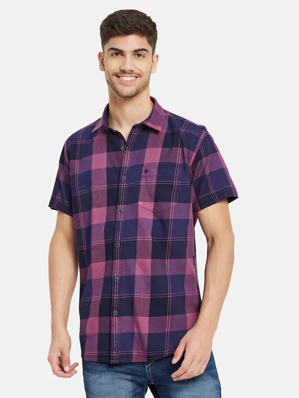 Contrast Check Half Sleeve Shirt