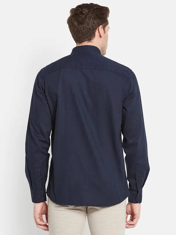 Men Navy Blue Casual Shirt