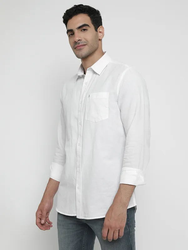 Mettle Men White Opaque Casual Shirt