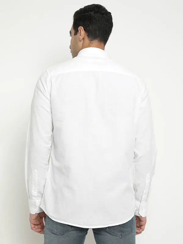 Mettle Men White Opaque Casual Shirt