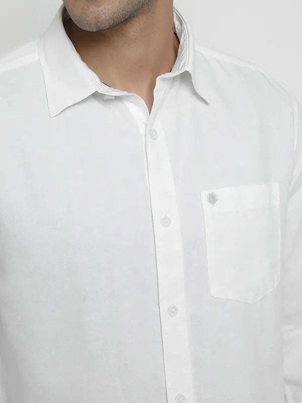 Mettle Men White Opaque Casual Shirt