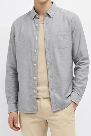 Men Dark Grey Polo Neck Solid Casual Shirt