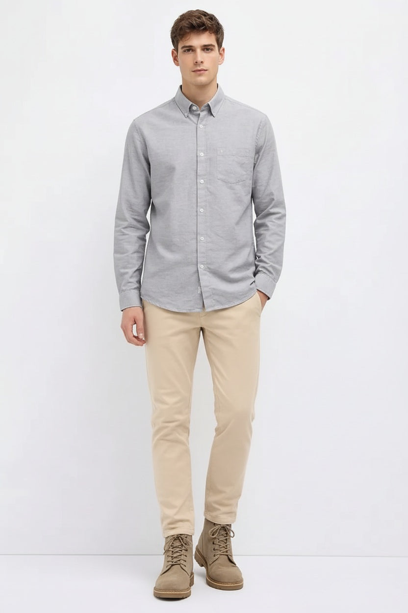 Men Polo Neck Solid Casual Shirt