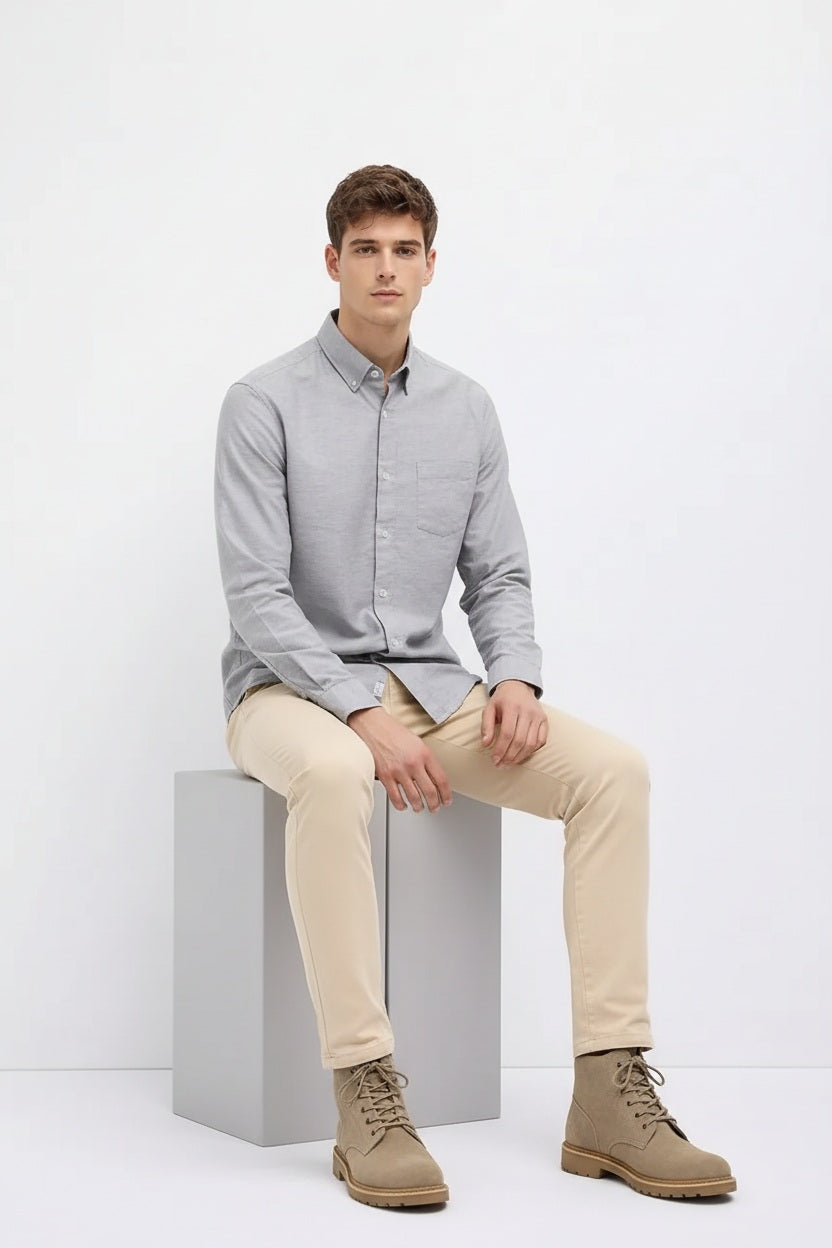 Men Polo Neck Solid Casual Shirt