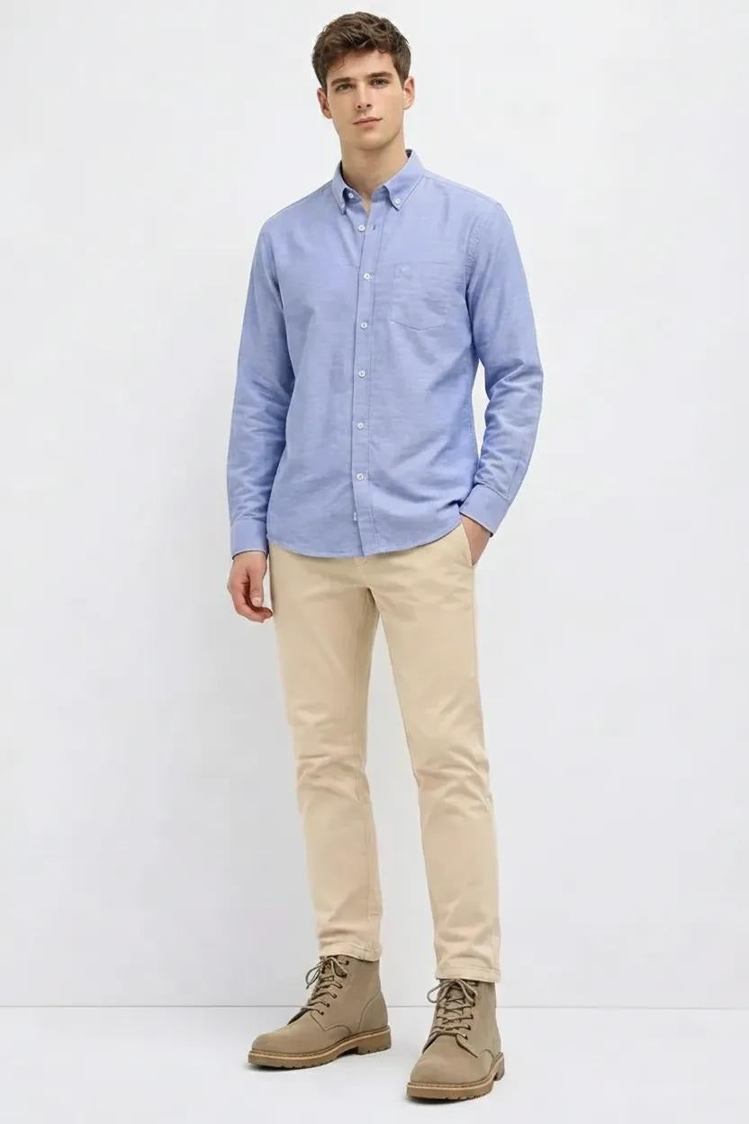 Men Sky Polo Neck Solid Casual Shirt