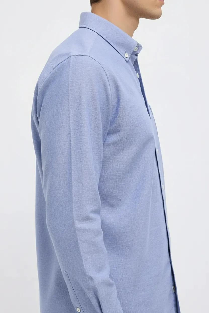 Men Sky Polo Neck Solid Casual Shirt