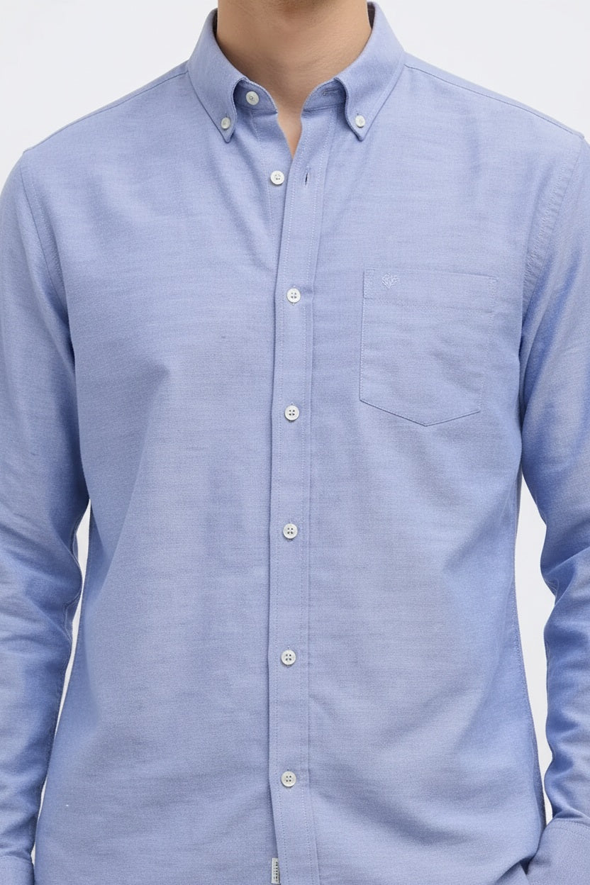 Men Sky Polo Neck Solid Casual Shirt