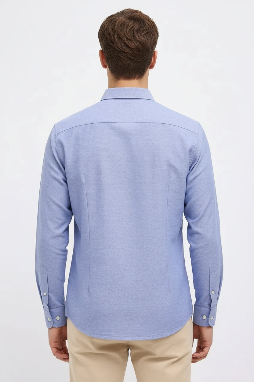 Men Sky Polo Neck Solid Casual Shirt