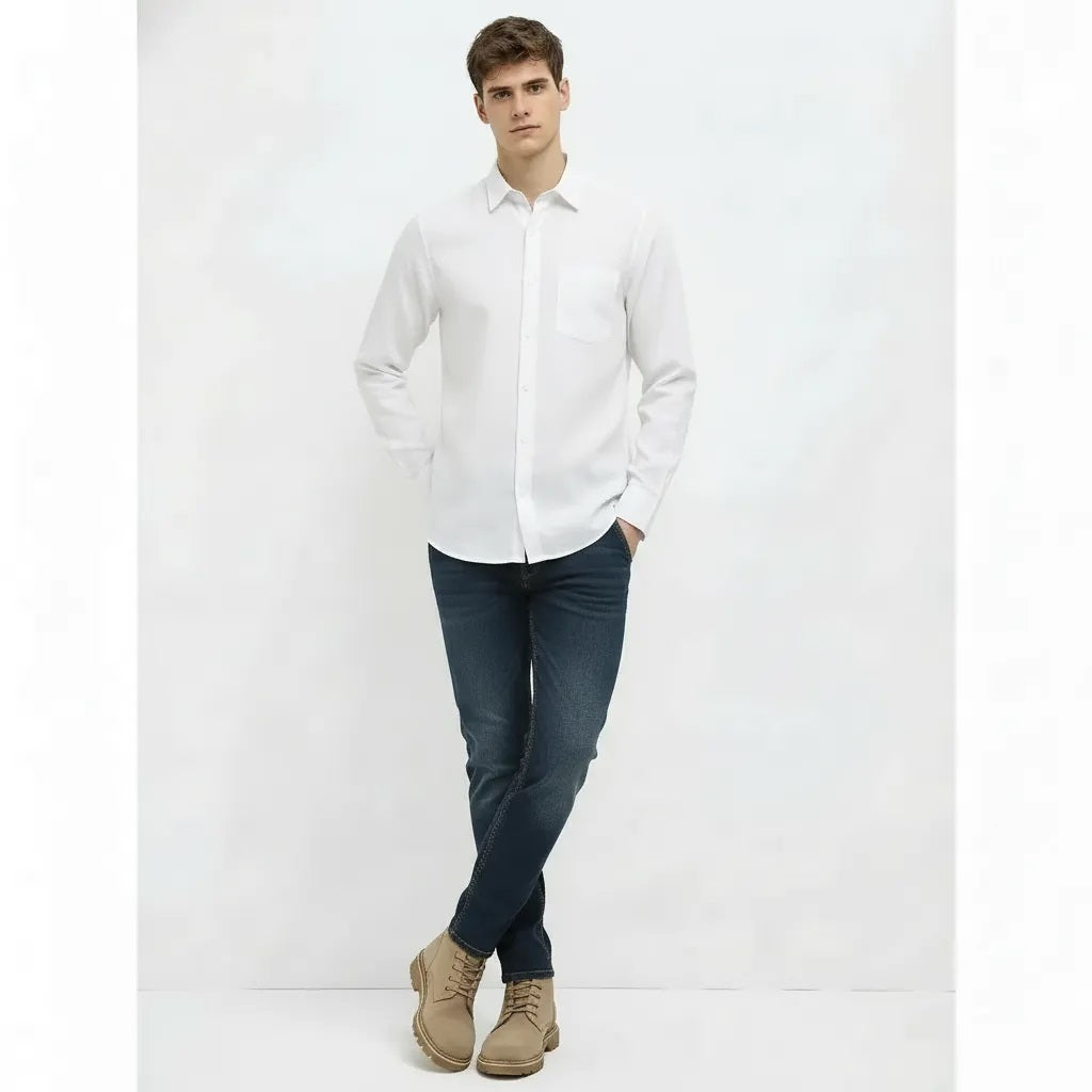 Men White Casual Shirt