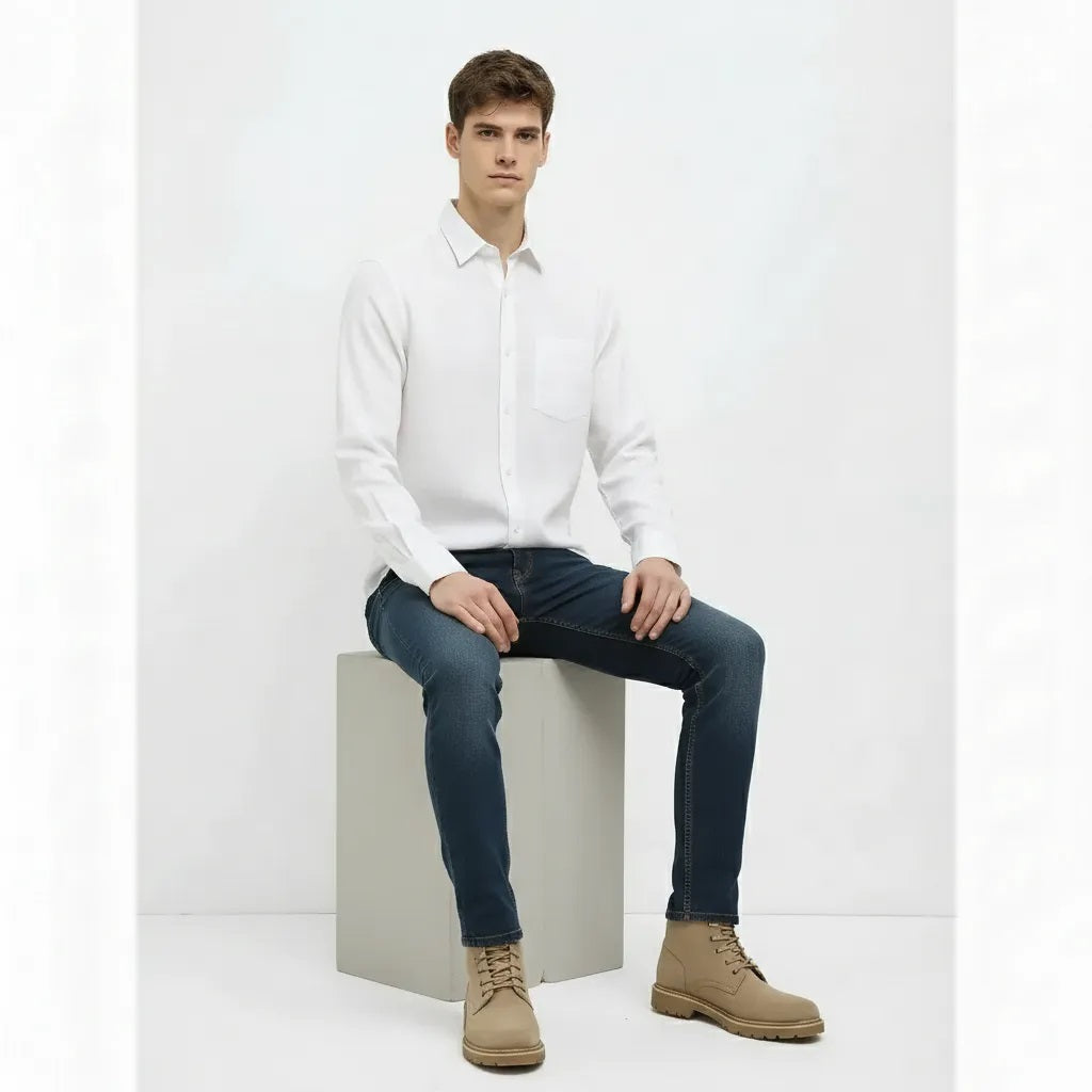 Men White Casual Shirt