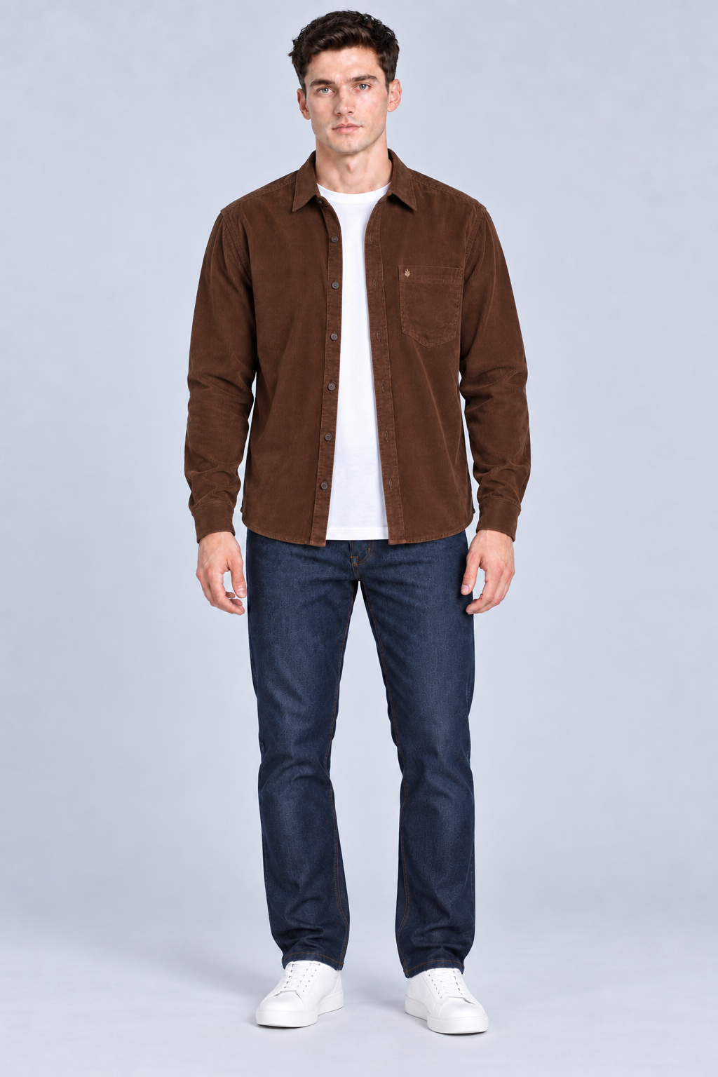 Men’s Regular Fit Corduroy Shirt – Espresso Brown Full Sleeve Casual Shirt