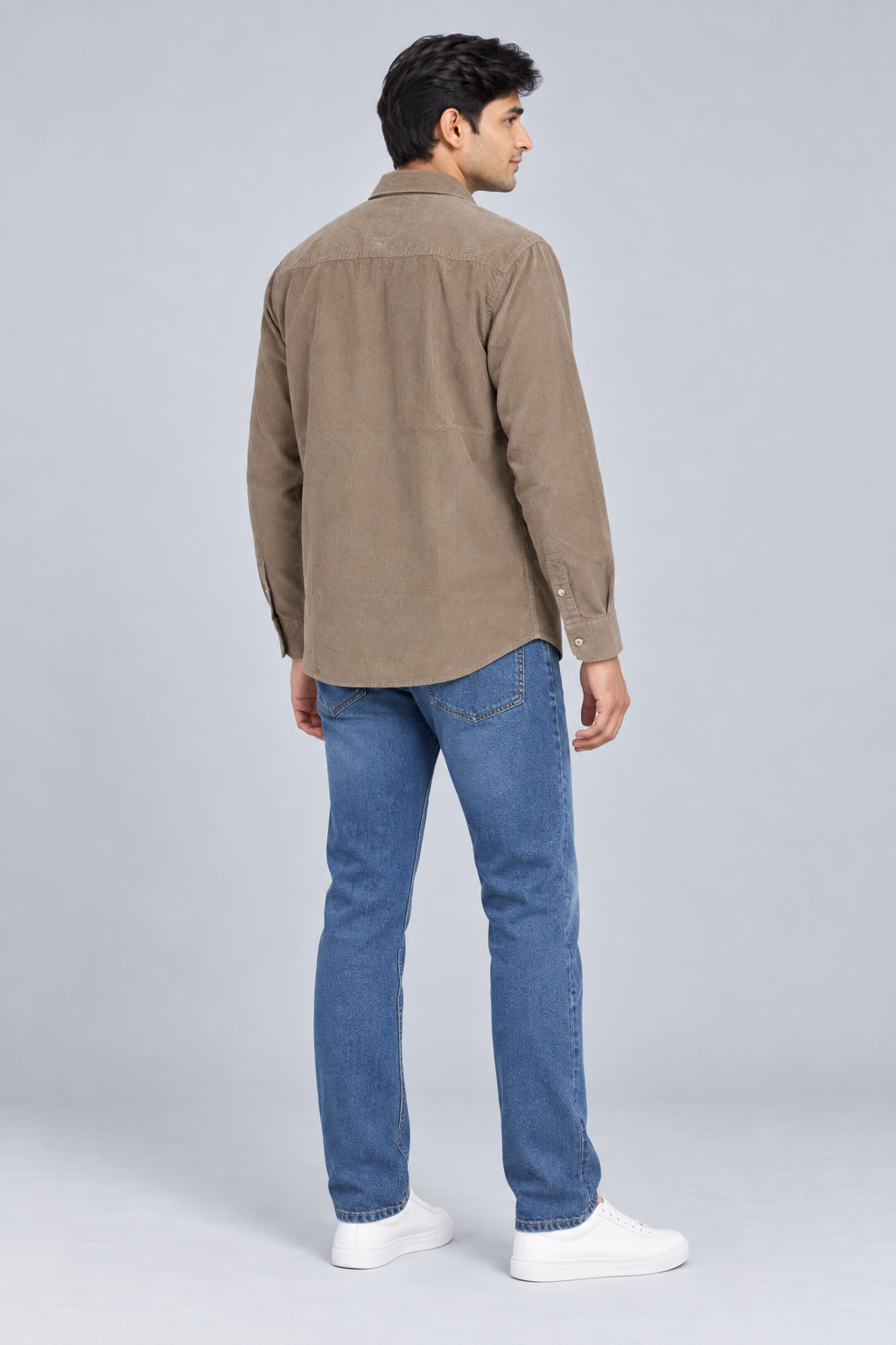 Men’s Khaki Corduroy Core Full Sleeve Shirt – Regular Fit